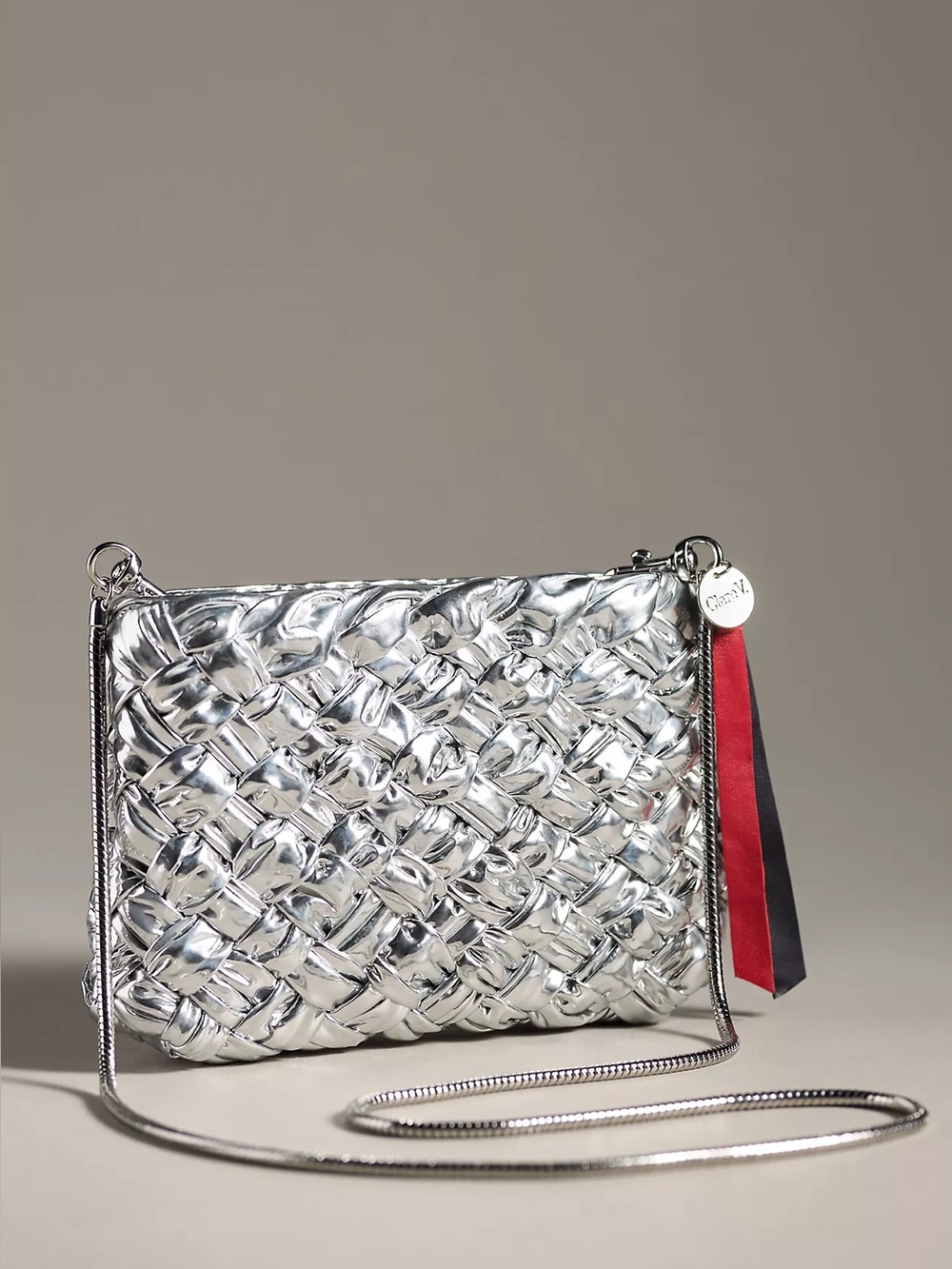 CLAIRE V WOVEN METALLIC CROSSBODY